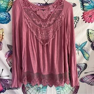 Lacy Mauve/ Pink Blouse